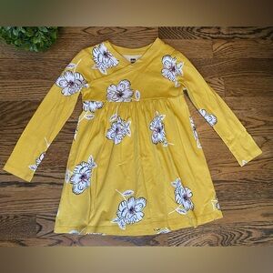 EUC Tea Long Sleeve Andes Floral Yellow Toddler Girls Dress Sz 4T